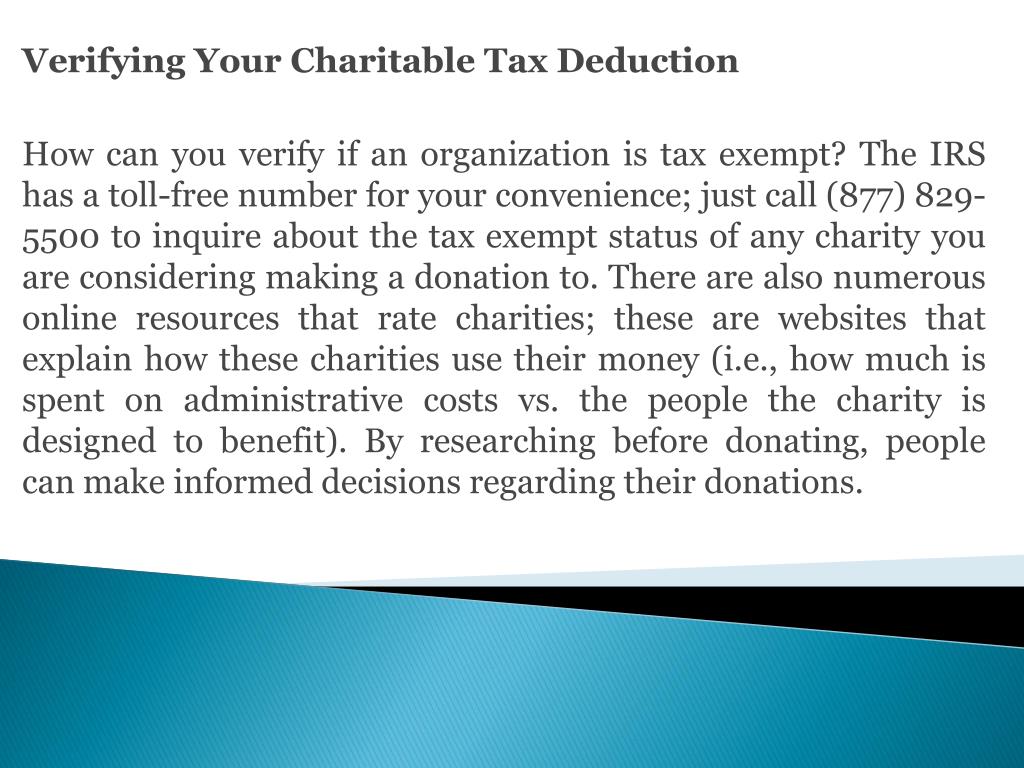 PPT Charitable Tax DeductionDonating Helps You and the Organiza