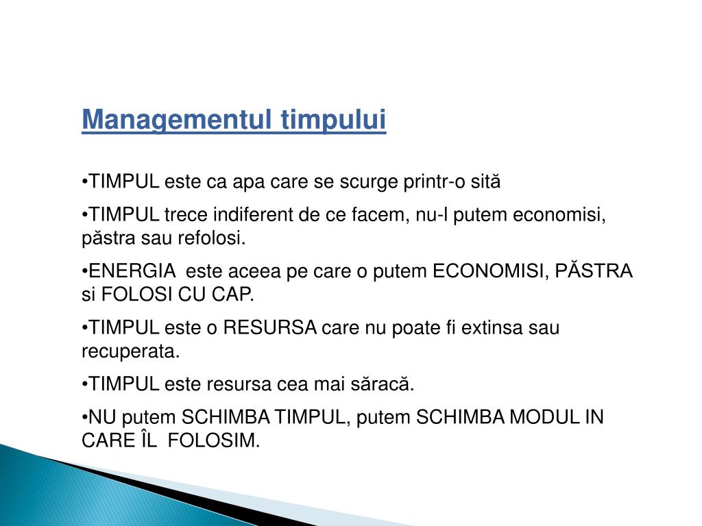 PPT - Managementul timpului TIMPUL este ca apa care se scurge printr -o sit  ă PowerPoint Presentation - ID:4238411