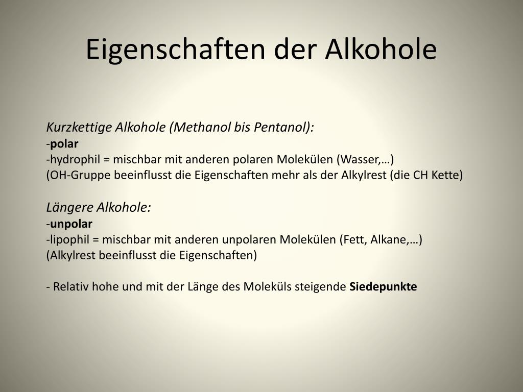 Alkohol Chemie Eigenschaften Alkohol Chemie Eigenschaften