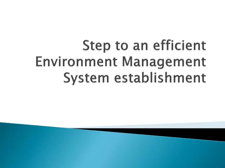 step to an efficient environment management system establishment n.