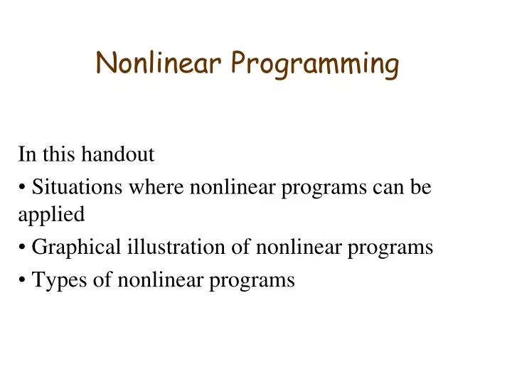 PPT - Nonlinear Programming PowerPoint Presentation, free download - ID ...