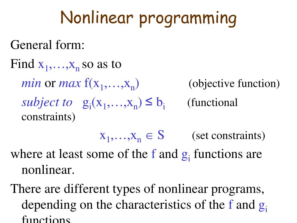 Ppt nonlinear programming powerpoint presentation free download id