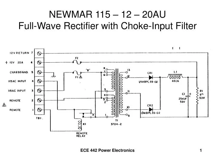 newmar 115 12 20au full wave rectifier with choke input filter n.