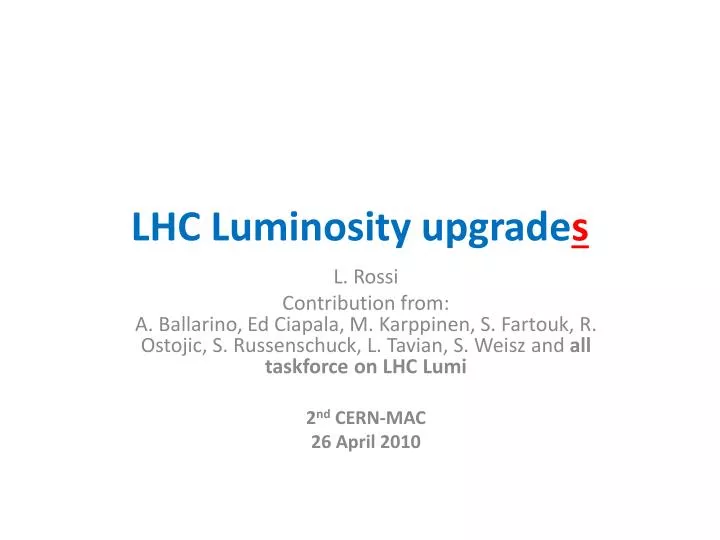 lhc luminosity upgrade s n.