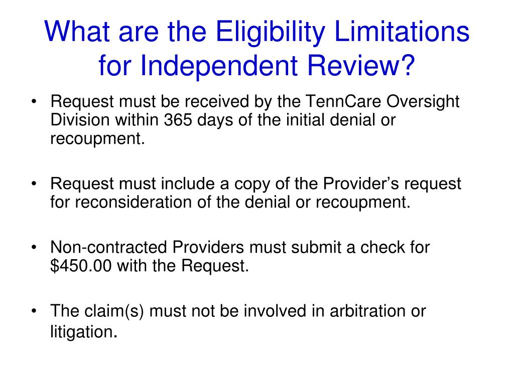 PPT TennCare Program Provider Independent Review Process PowerPoint
