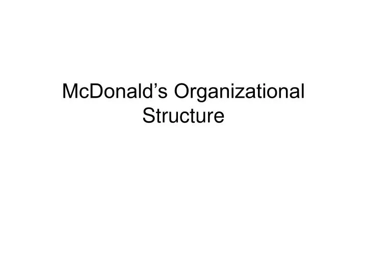 Mcdonald S Organizational Chart