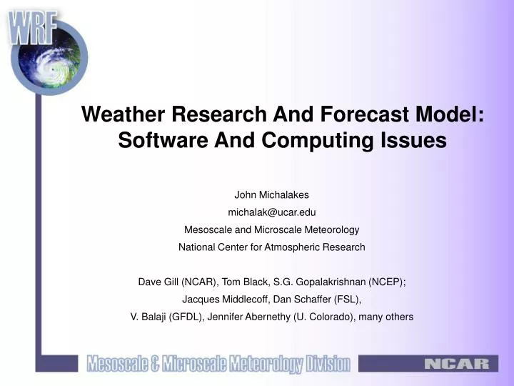 weather research and forecast model software and computing issues n.