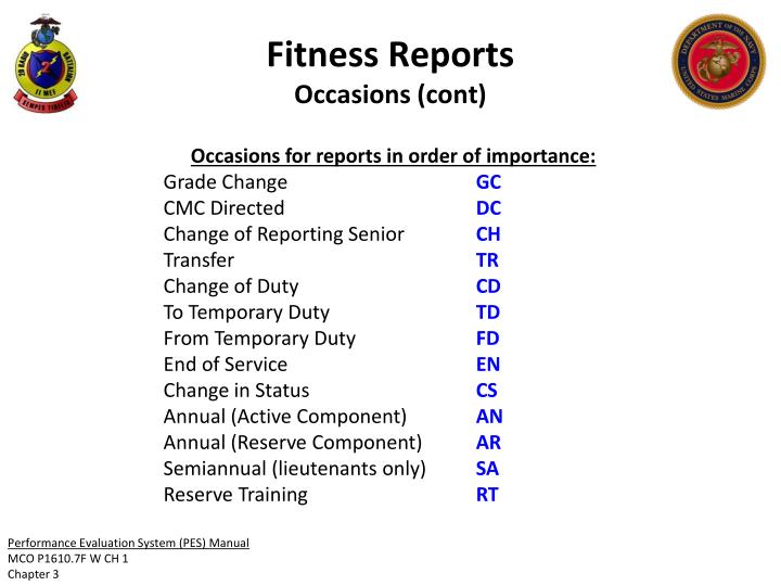 Marine Corps Fitness Report Occasion Codes | Fitness and Workout