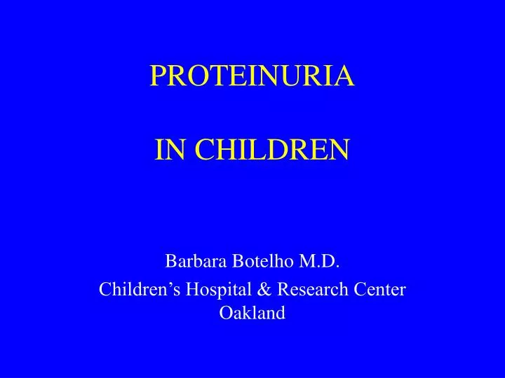 proteinuria in children n.