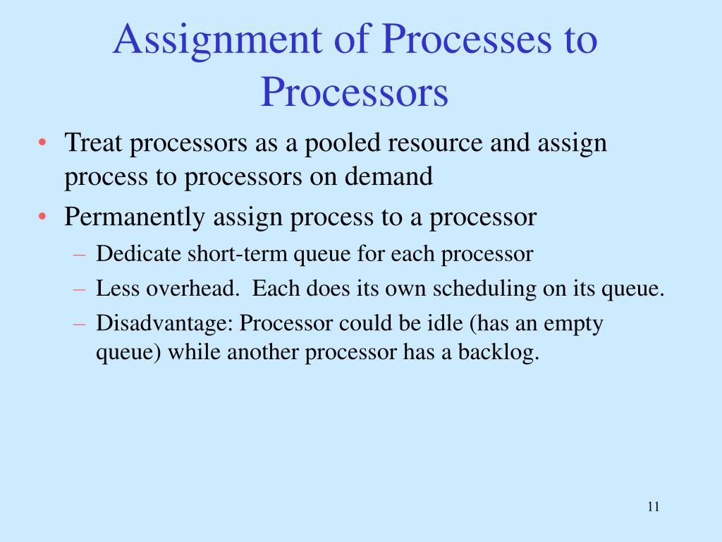 assignment of processes to processors