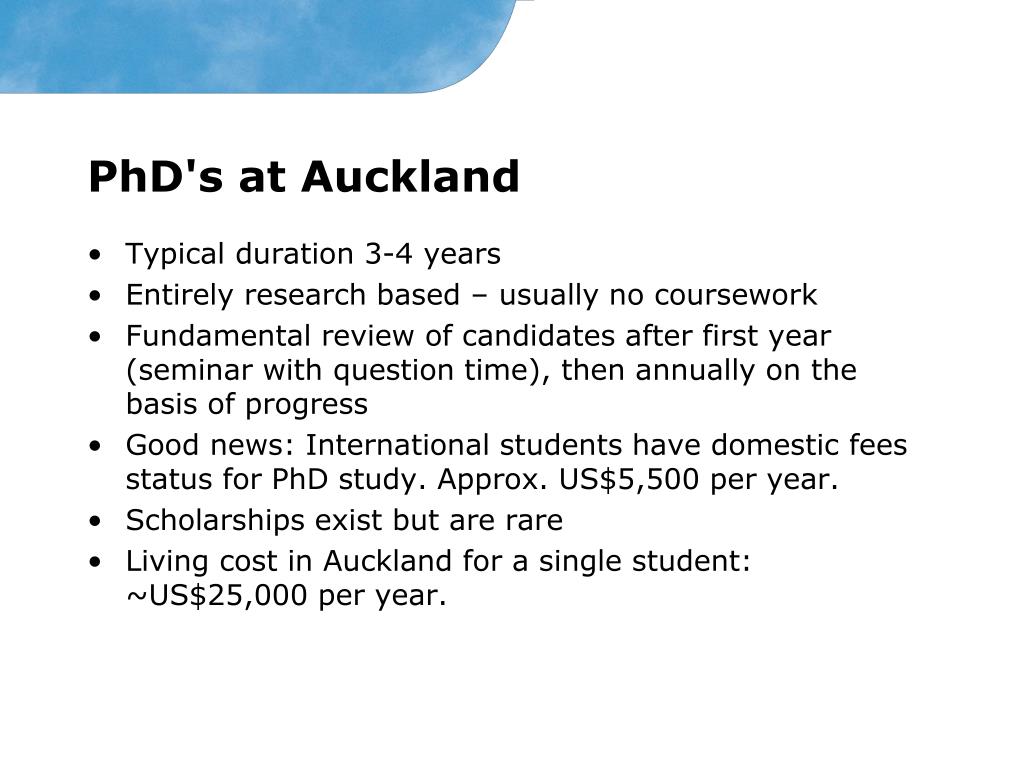 phd application auckland university