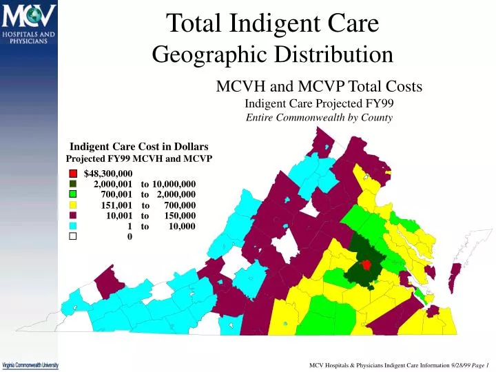 total indigent care geographic distribution n.