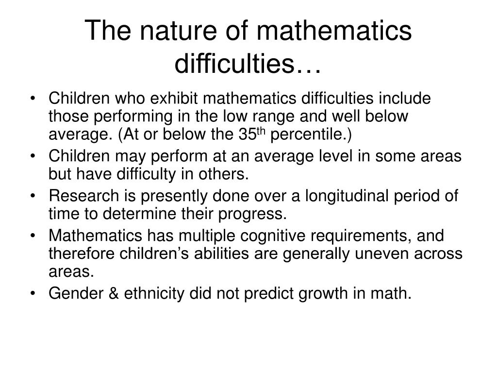 research about mathematics difficulties