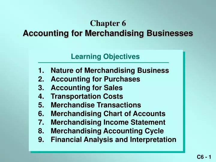 A Chart Of Accounts For A Merchandising Business