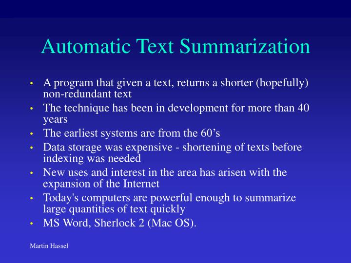 PPT - Automatic Text Summarization PowerPoint Presentation - ID:4261986