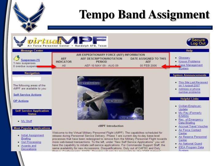Air Force Tempo Bands Chart