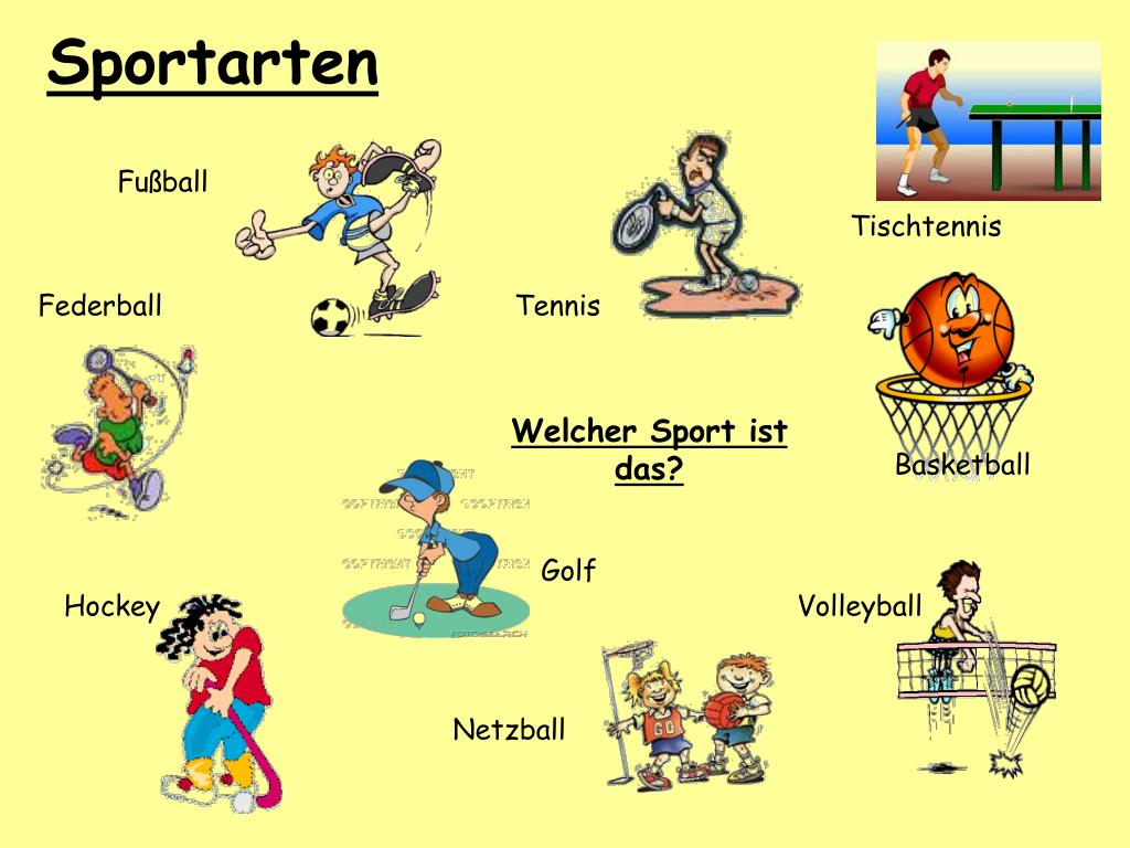 Ist sport. Виды спорта на немецком. Спортивные упражнения на немецком языке. Виды Спортана немецком. Спортивные виды спорта на немецком.