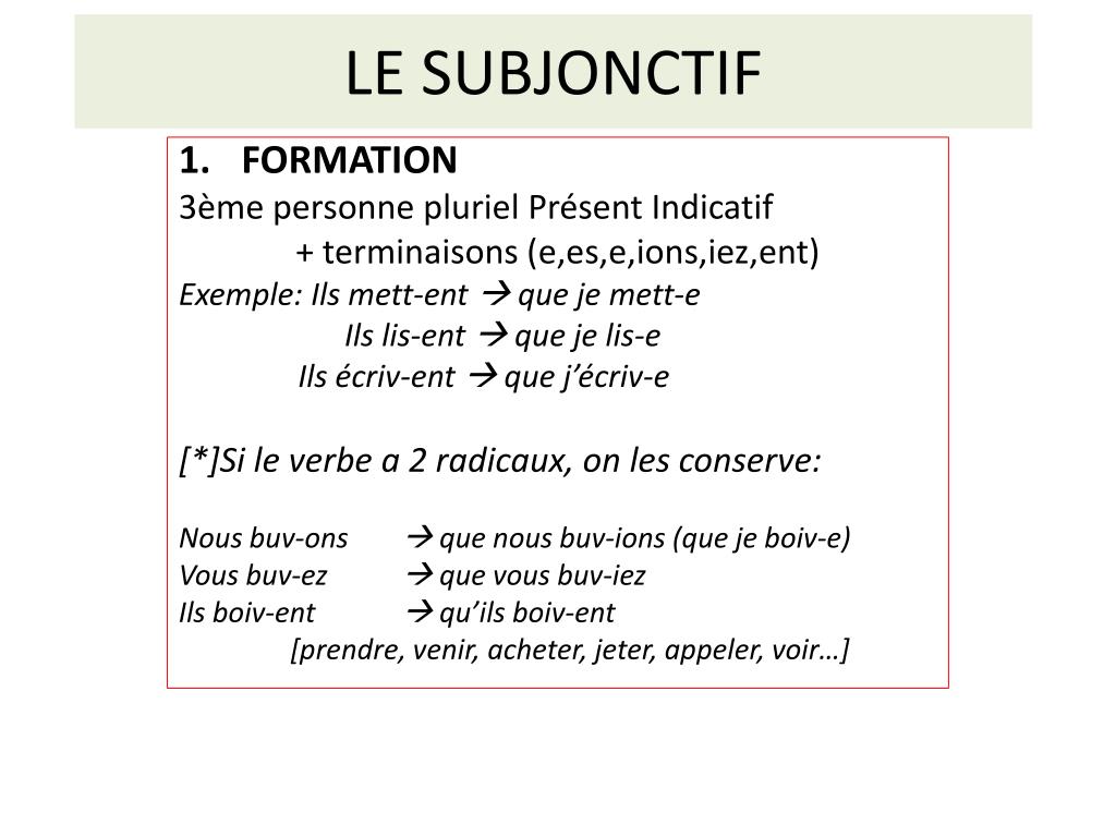Attendre Que Subjonctif PPT - LE SUBJONCTIF PowerPoint Presentation, free download - ID:4265931