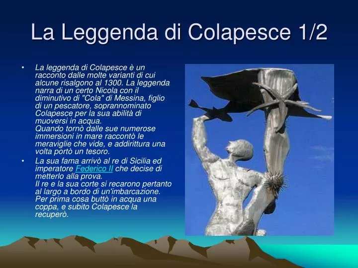 PPT - La Leggenda di Colapesce 1/2 PowerPoint Presentation, free download -  ID:4266098