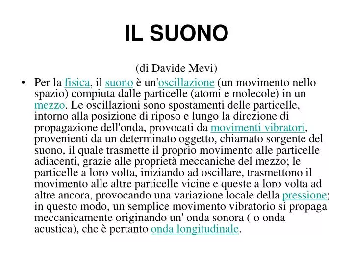 PPT - IL SUONO PowerPoint Presentation, free download - ID:4266181
