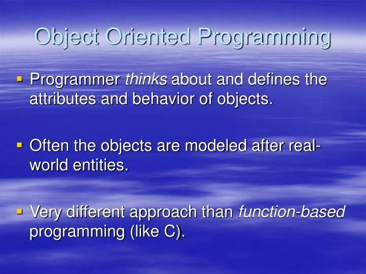 PPT - Object Oriented Programming PowerPoint Presentation, free ...