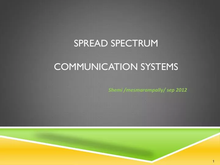 PPT - Spread Spectrum Communication Systems PowerPoint Presentation ...