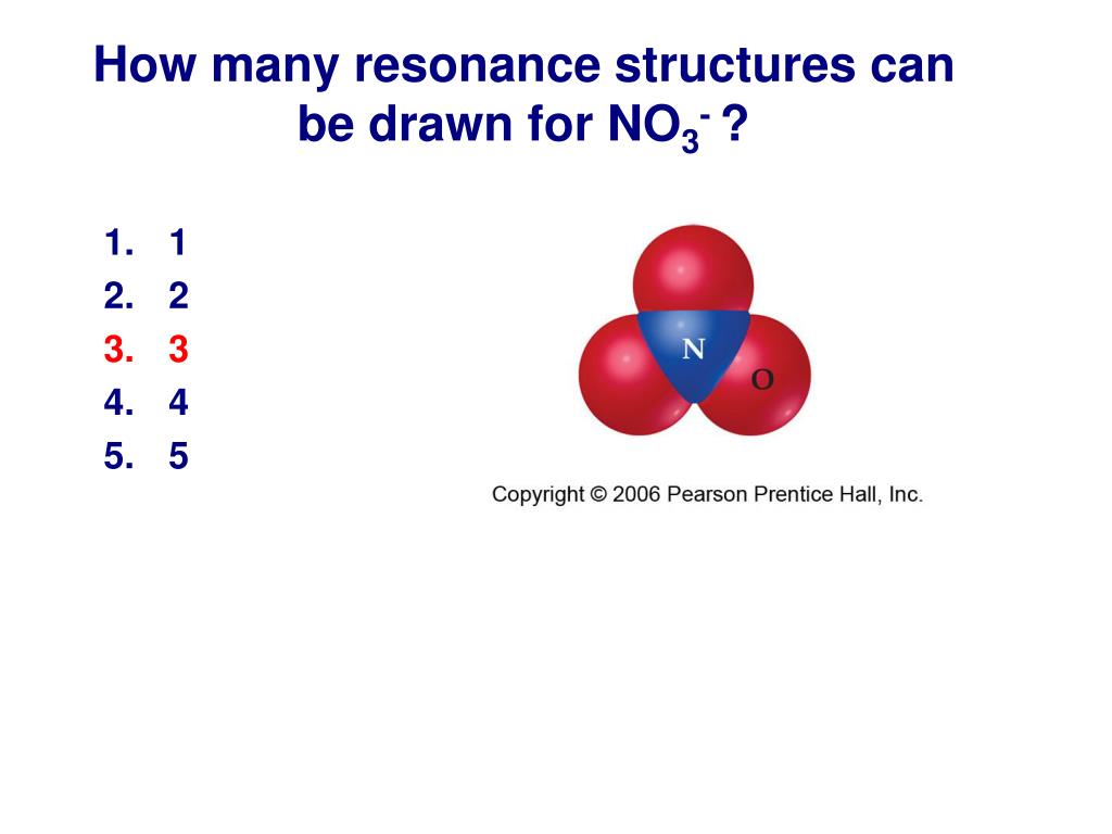 How many resonance structures can be drawn for NO3.
