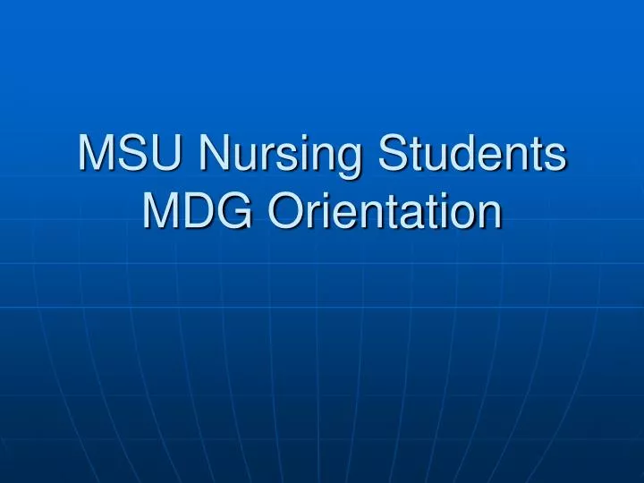 msu nursing students mdg orientation n.