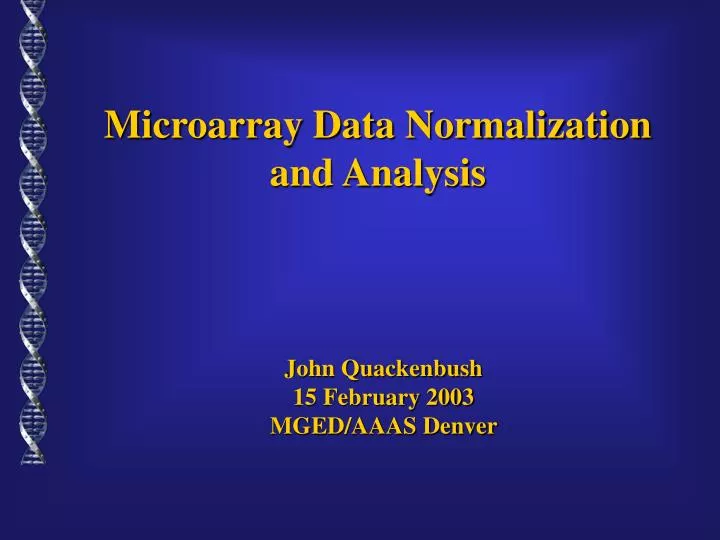 microarray data normalization and analysis n.