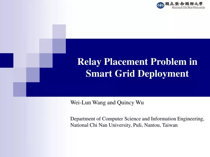 Ppt - Relay Placement Problem In Smart Grid Deployment Powerpoint Presentation