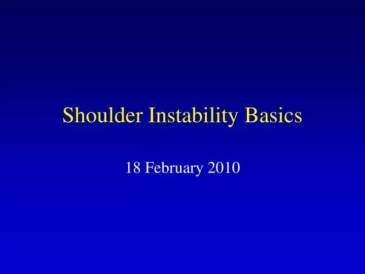 shoulder instability basics n.