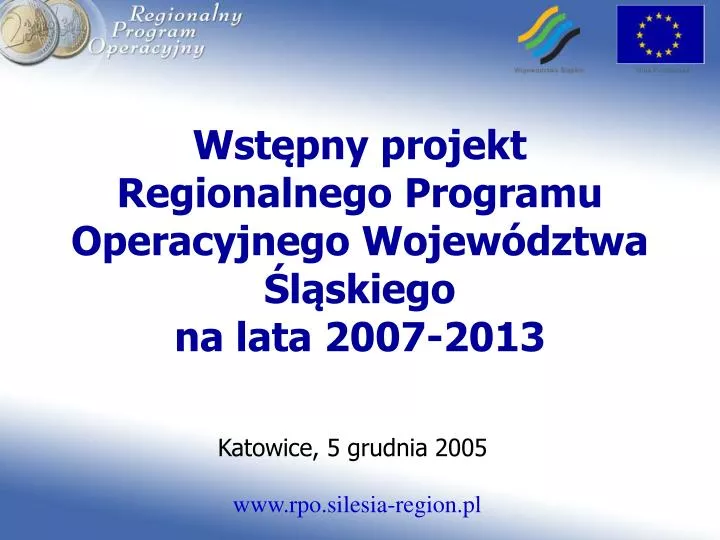 wst pny projekt regionalnego programu operacyjnego wojew dztwa l skiego na lata 2007 2013 n.