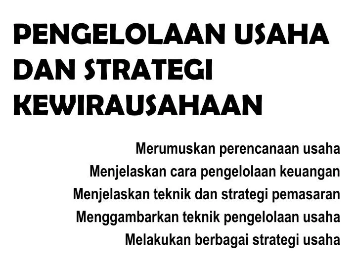pengelolaan usaha dan strategi kewirausahaan n.