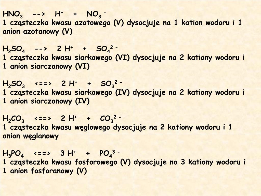 Dysocjacja Jonowa Kwasu Azotowego V PPT - KWASY PowerPoint Presentation, free download - ID:4271566