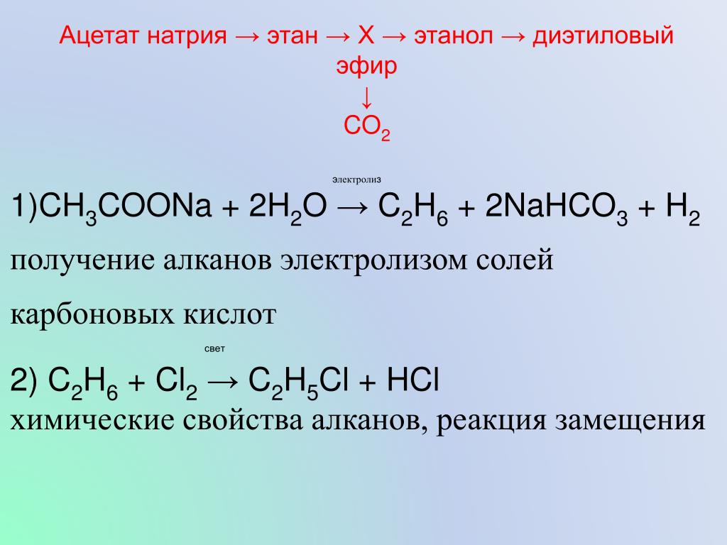 Ацетат натрия гидроксид калия реакция. Ацетат натрия Этан. Этанол диэтилиловый эфир. Получение диэтилового эфира. Ацетат натрия реакции.