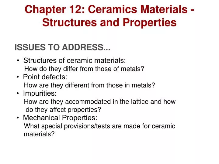 PPT Chapter 12 Ceramics Materials Structures and Properties