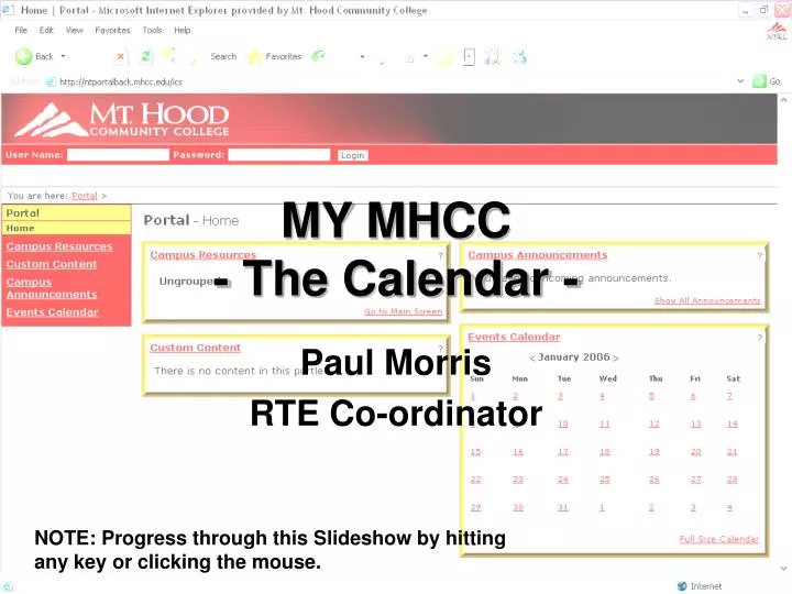 PPT MY MHCC The Calendar PowerPoint Presentation, free download