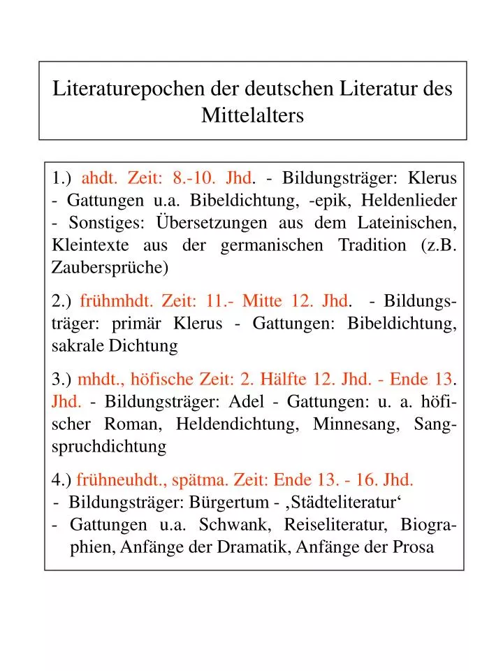 Epoche mittelalter literatur