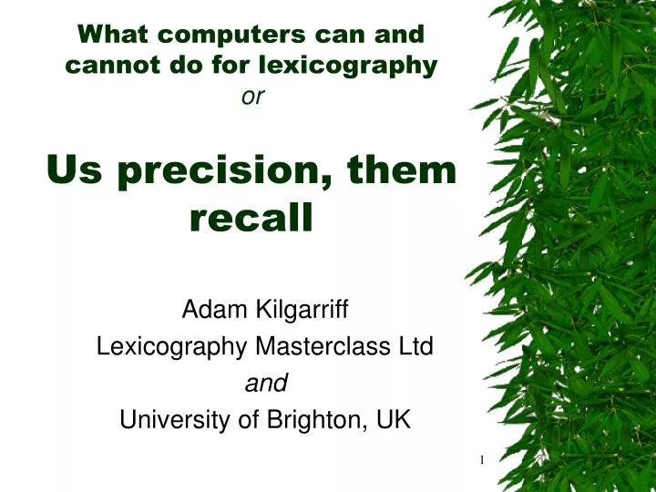 what computers can and cannot do for lexicography or us precision them recall n.