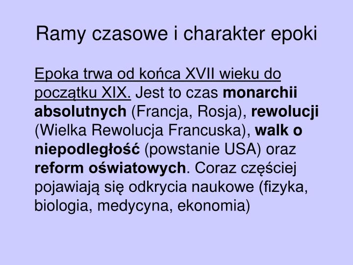 Ramy Czasowe Oswiecenia W Polsce PPT - Co to jest oświecenie? PowerPoint Presentation - ID:4276289