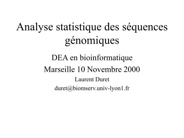 analyse statistique des s quences g nomiques n.