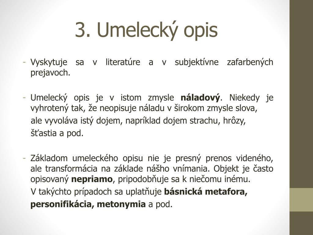 PPT - Umelecký opis PowerPoint Presentation, free download - ID:4277722