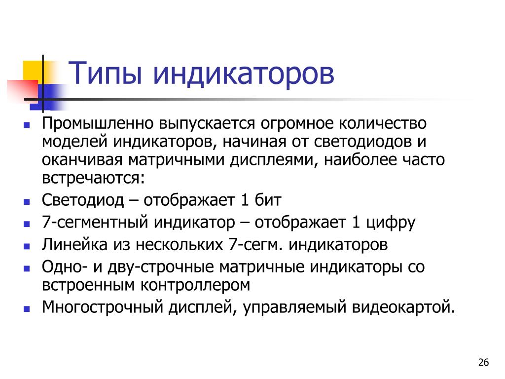 Типы индикаторов. Виды индикаторов. Модель индикатора. Типы индикации. Метод бит-индикаторов.