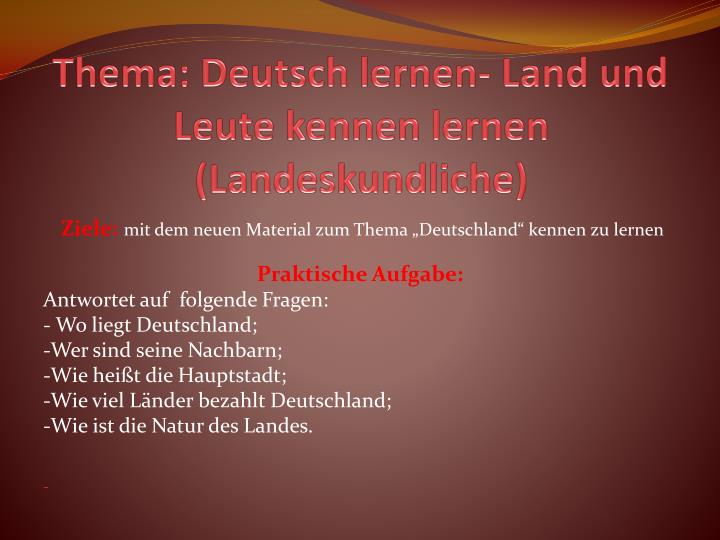 Deutsch lernen - land und leute kennenlernen