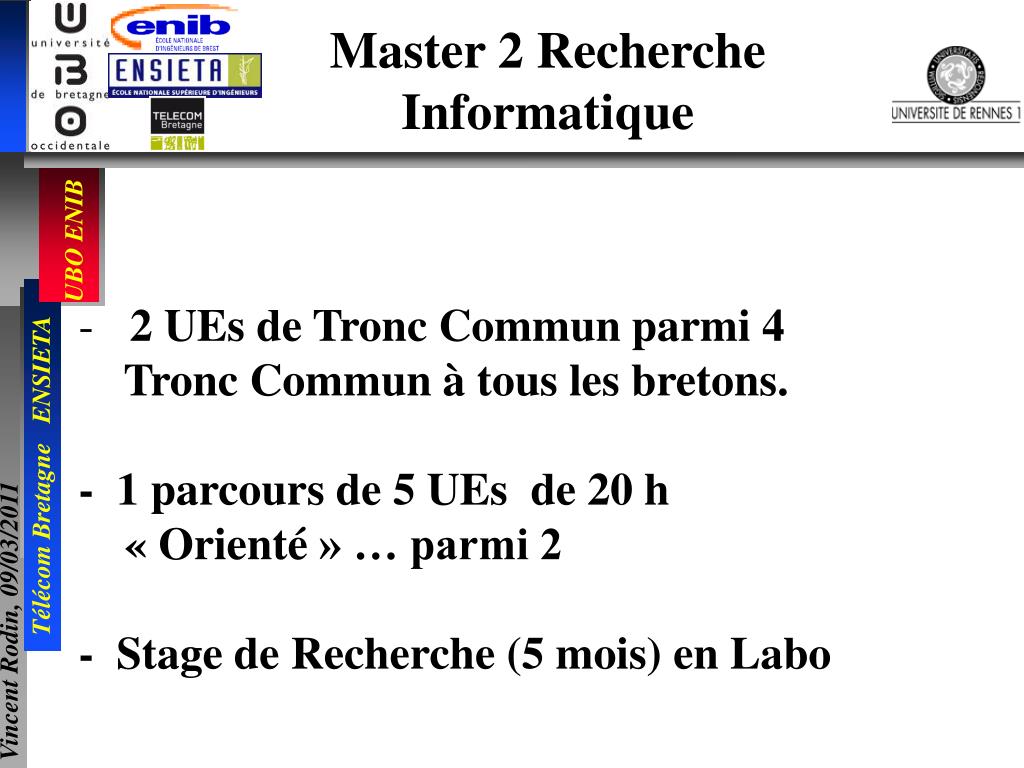 PPT - Master 2 Recherche Informatique PowerPoint Presentation, free  download - ID:4282654