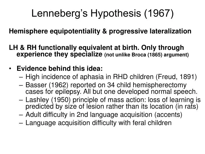 critical period hypothesis lenneberg 1967