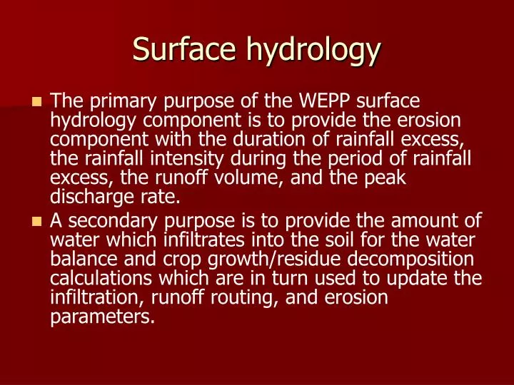 surface hydrology n.