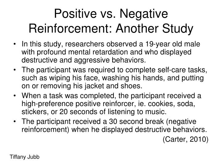 positive negative reinforcement examples