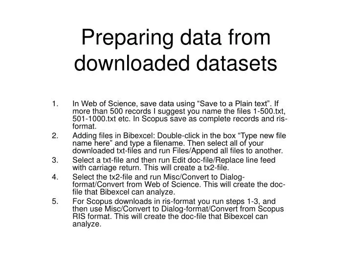 preparing data from downloaded datasets n.