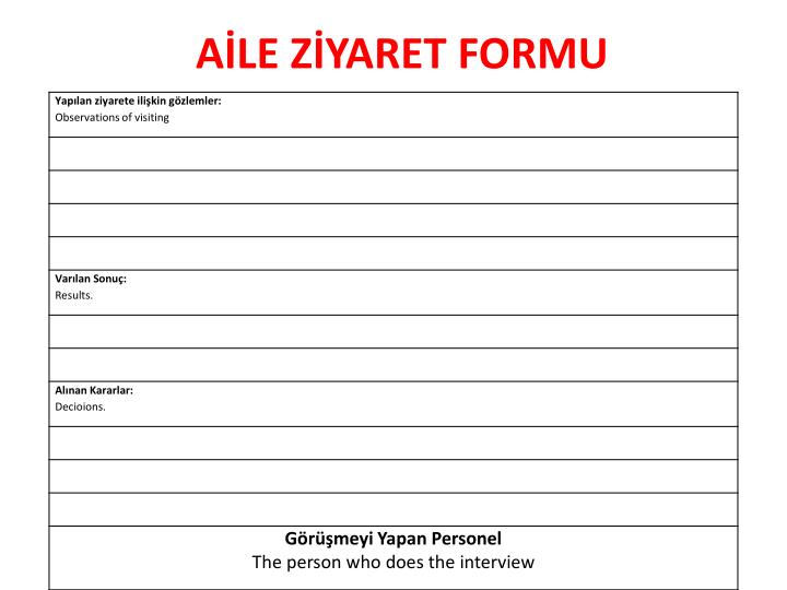 PPT AİLE ZİYARET FORMU PowerPoint Presentation ID4286117